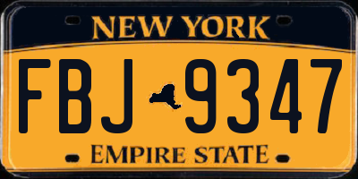 NY license plate FBJ9347