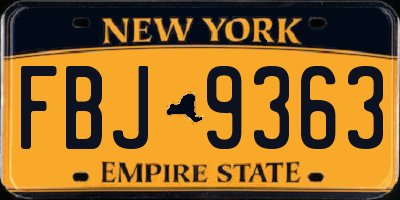 NY license plate FBJ9363