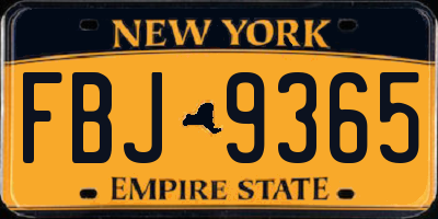 NY license plate FBJ9365