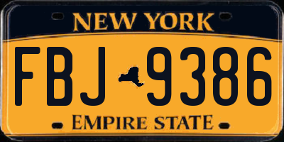 NY license plate FBJ9386