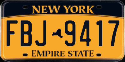 NY license plate FBJ9417