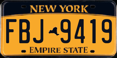 NY license plate FBJ9419