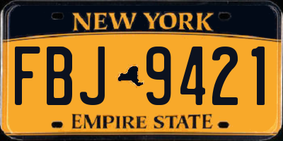NY license plate FBJ9421