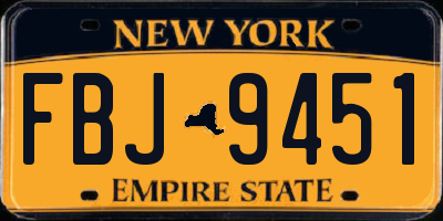 NY license plate FBJ9451