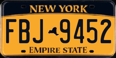 NY license plate FBJ9452