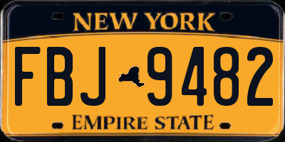 NY license plate FBJ9482