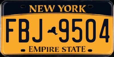 NY license plate FBJ9504