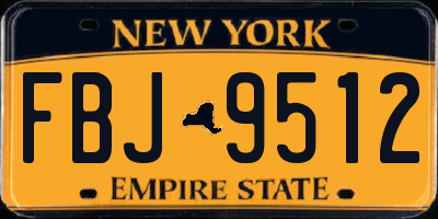 NY license plate FBJ9512
