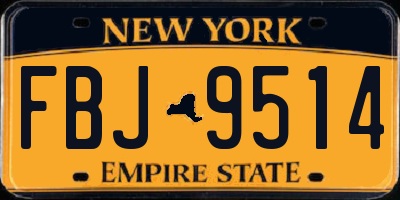 NY license plate FBJ9514
