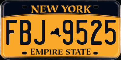 NY license plate FBJ9525