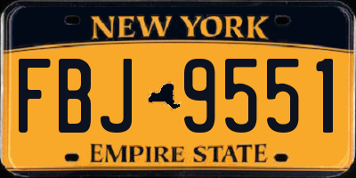 NY license plate FBJ9551
