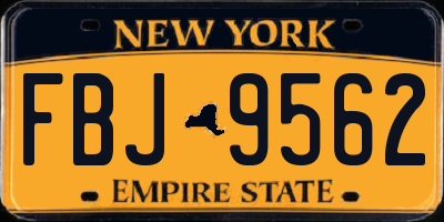 NY license plate FBJ9562
