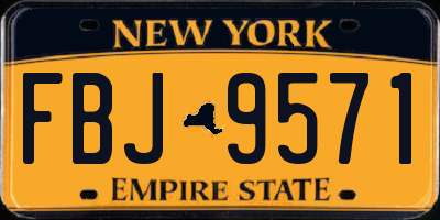 NY license plate FBJ9571