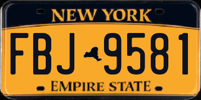 NY license plate FBJ9581