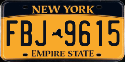 NY license plate FBJ9615