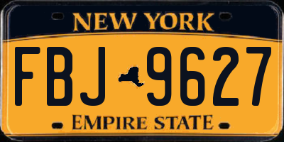 NY license plate FBJ9627