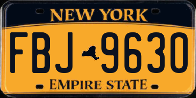 NY license plate FBJ9630