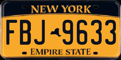 NY license plate FBJ9633