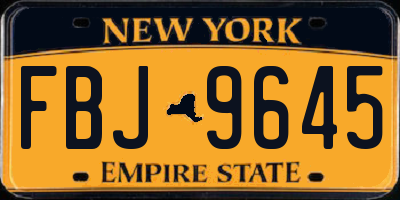 NY license plate FBJ9645