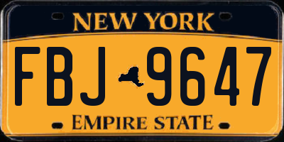 NY license plate FBJ9647