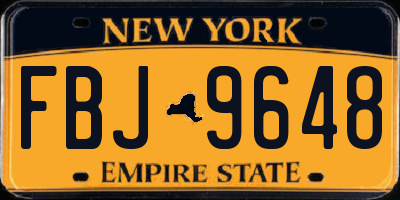 NY license plate FBJ9648