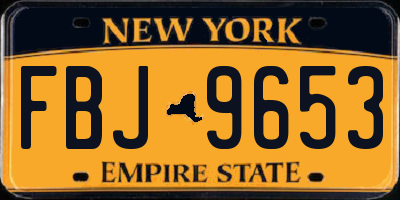 NY license plate FBJ9653