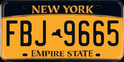 NY license plate FBJ9665
