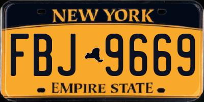 NY license plate FBJ9669