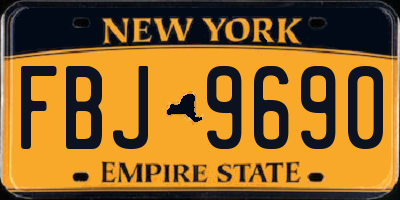 NY license plate FBJ9690