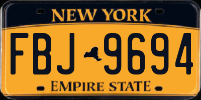 NY license plate FBJ9694