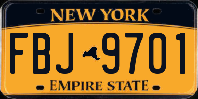 NY license plate FBJ9701