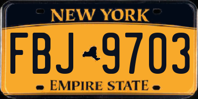 NY license plate FBJ9703