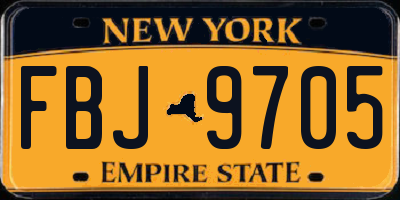 NY license plate FBJ9705