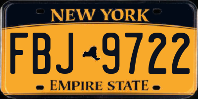 NY license plate FBJ9722