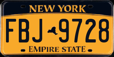NY license plate FBJ9728