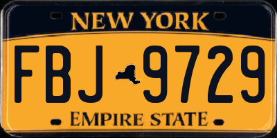 NY license plate FBJ9729