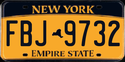 NY license plate FBJ9732