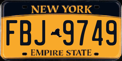 NY license plate FBJ9749