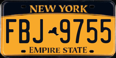 NY license plate FBJ9755