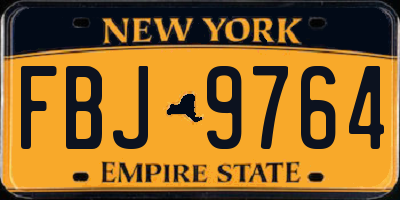 NY license plate FBJ9764