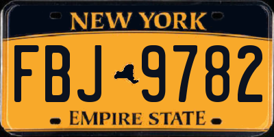 NY license plate FBJ9782