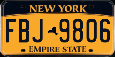 NY license plate FBJ9806