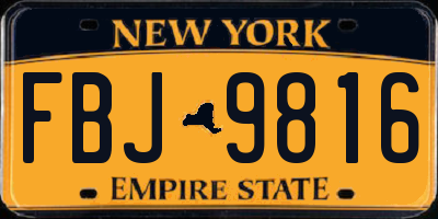 NY license plate FBJ9816
