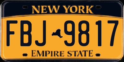 NY license plate FBJ9817