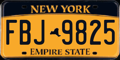 NY license plate FBJ9825