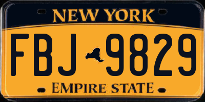 NY license plate FBJ9829
