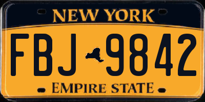 NY license plate FBJ9842