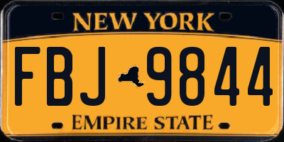 NY license plate FBJ9844