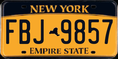 NY license plate FBJ9857