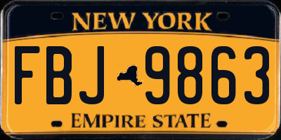 NY license plate FBJ9863